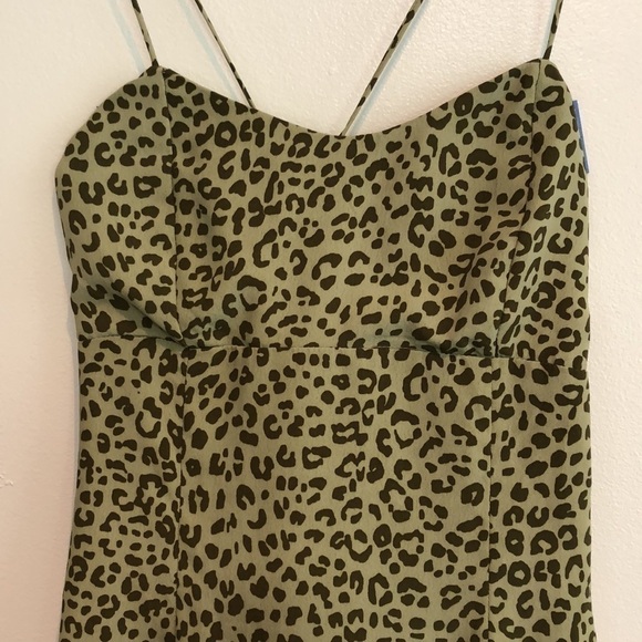 Zara PRINTED MINI DRESS animal print green size small - Picture 3 of 6